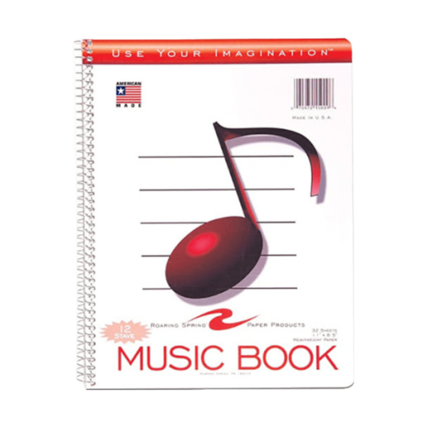 12 stave wire bound music notebook.